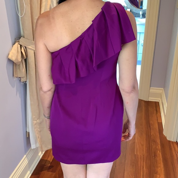 Robert Rodriguez purple ruffle dress one shoulder - Picture 3 of 3